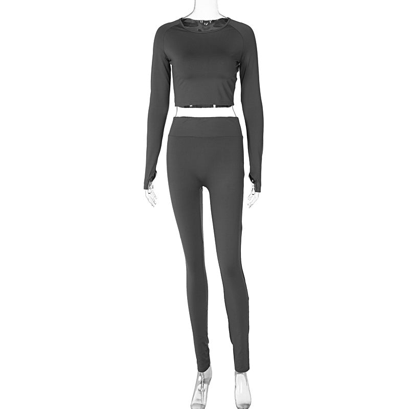 Fashion Long Sleeve Top Slim Fit Sports Suit