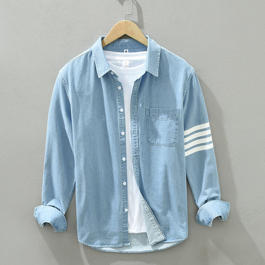 Denim Shirt Men's Bar Loose Long Sleeve Jacket