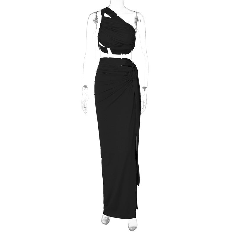 Women's Tube Top Slim Fit Slit Suit