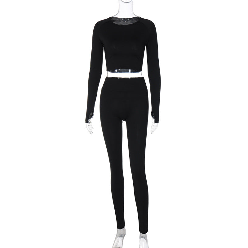 Fashion Long Sleeve Top Slim Fit Sports Suit