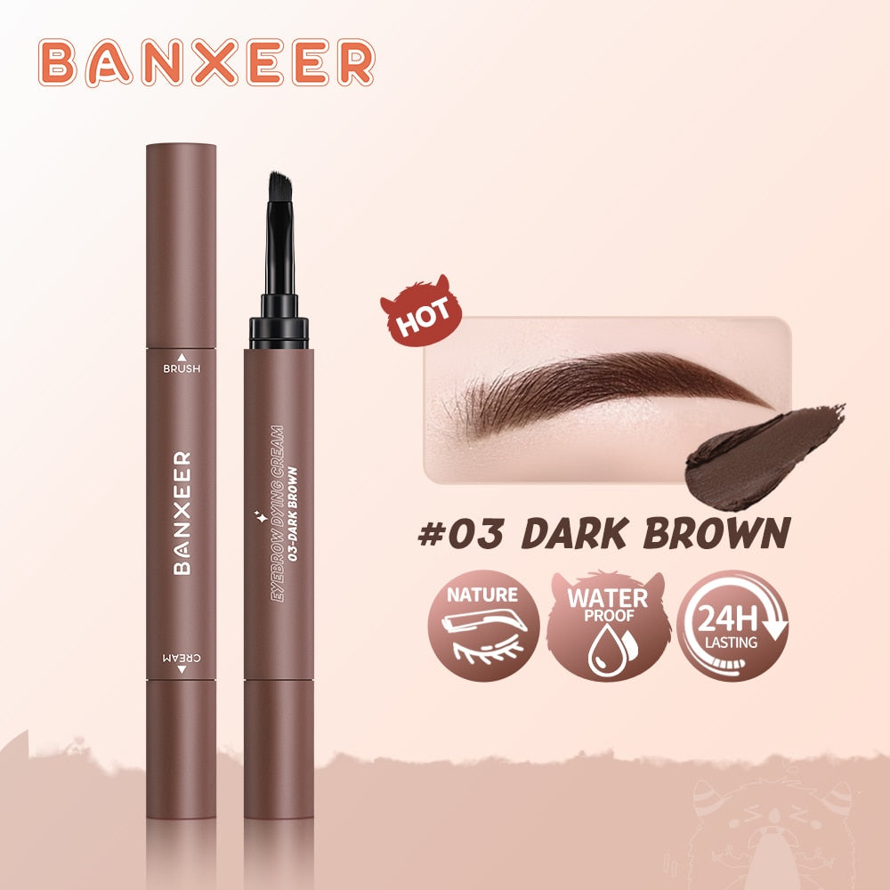 BANXEER Eyebrow Pomade Brow Gel Creamy 4 Colors Natural Waterproof Long Lasting Highly Tint Eyebrow Shade With Brush Makeup