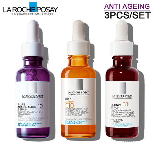 3PCS La Roche Posay Serum CICAPLAST B5/ RETINOL B3/ PURE VITAMIN C10/ HYALU B5/ EFFACLAR Serum/ NIACINAMIDE 10 Free Combination