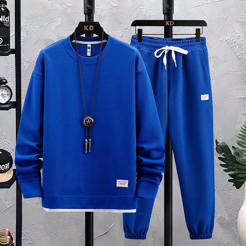 Autumn New Men's Two Piece Set Linen Fabric Casual Sweatshirt and Sweatpants Mens Sports Suit Fashion Tracksuit Designer Clothes