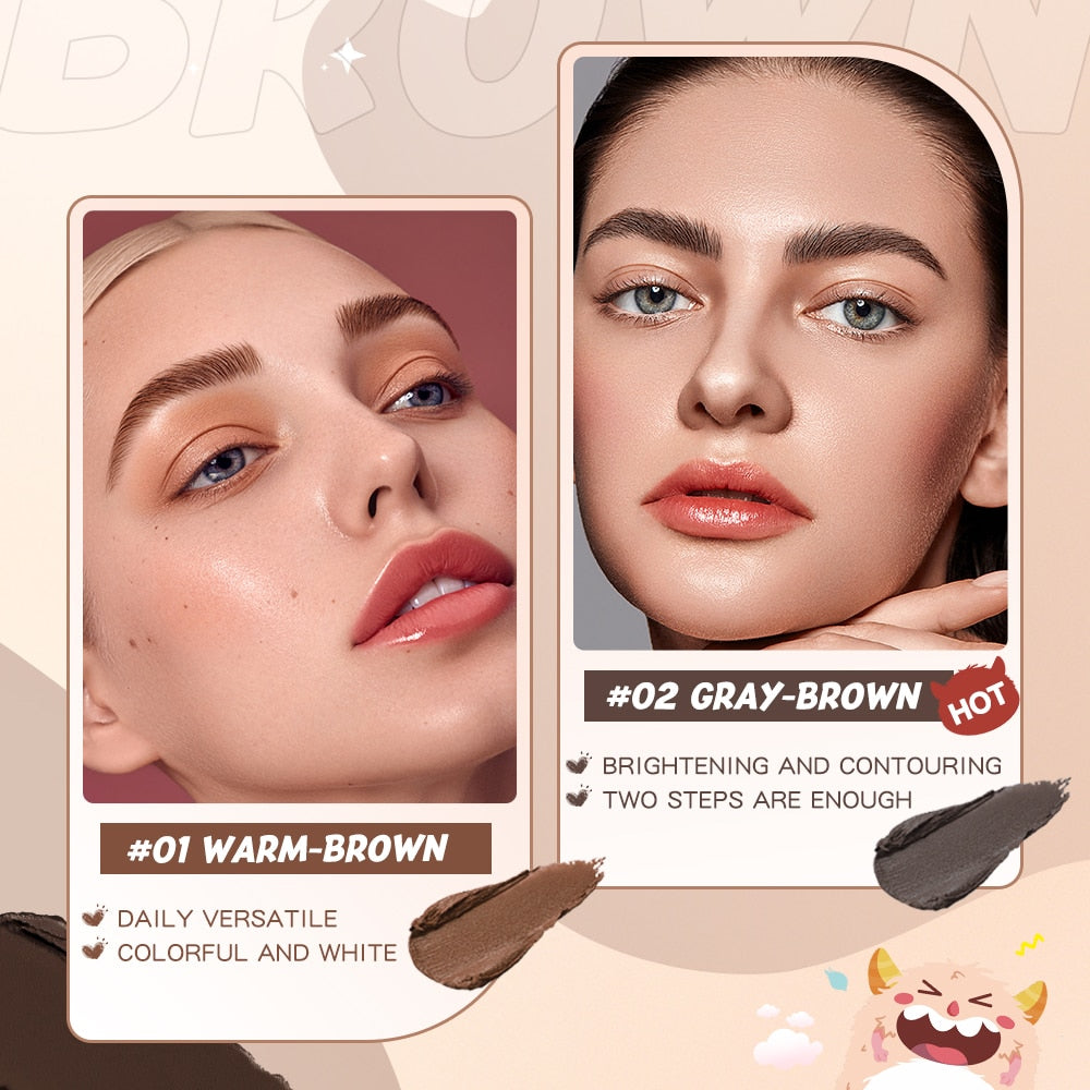 BANXEER Eyebrow Pomade Brow Gel Creamy 4 Colors Natural Waterproof Long Lasting Highly Tint Eyebrow Shade With Brush Makeup