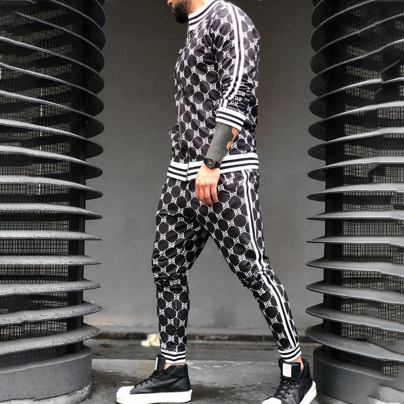 Gentleman 2023 Men's Tracksuits Sets 3D Colorful Plaid Print Sports Suits Men Grid 2-piece Set  Autumn Zipper Jackets Sportswear