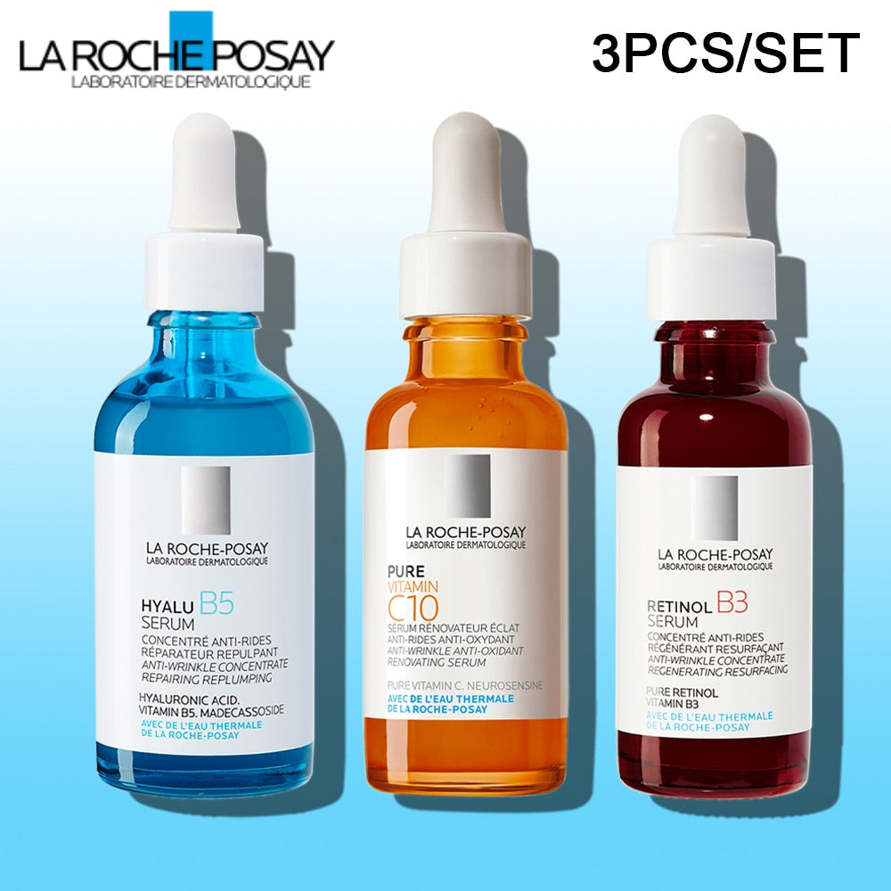 3PCS La Roche Posay Serum CICAPLAST B5/ RETINOL B3/ PURE VITAMIN C10/ HYALU B5/ EFFACLAR Serum/ NIACINAMIDE 10 Free Combination