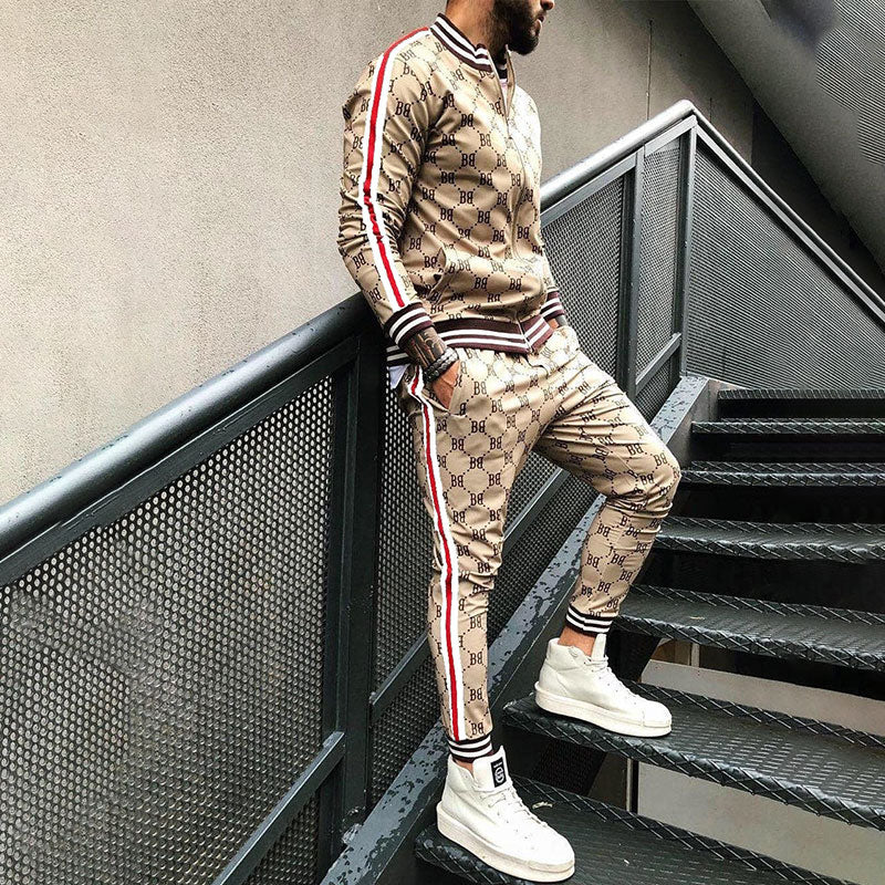 Gentleman 2023 Men's Tracksuits Sets 3D Colorful Plaid Print Sports Suits Men Grid 2-piece Set  Autumn Zipper Jackets Sportswear