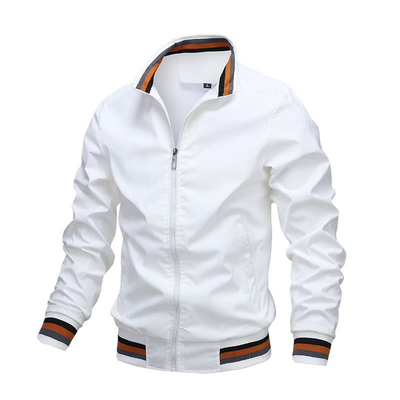 Men’s Windbreaker Jacket White Casual Jacket Fashion Men Outdoor Waterproof Sports Coat Spring Summer Bomber jacket Men Clothing