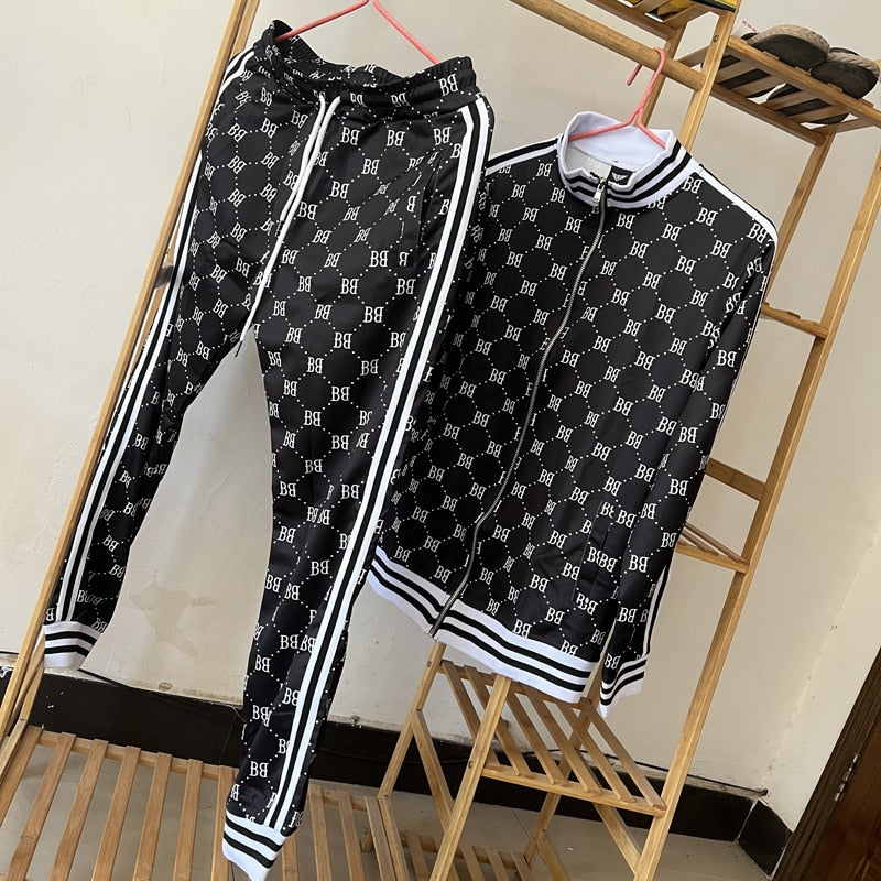 Gentleman 2023 Men's Tracksuits Sets 3D Colorful Plaid Print Sports Suits Men Grid 2-piece Set  Autumn Zipper Jackets Sportswear