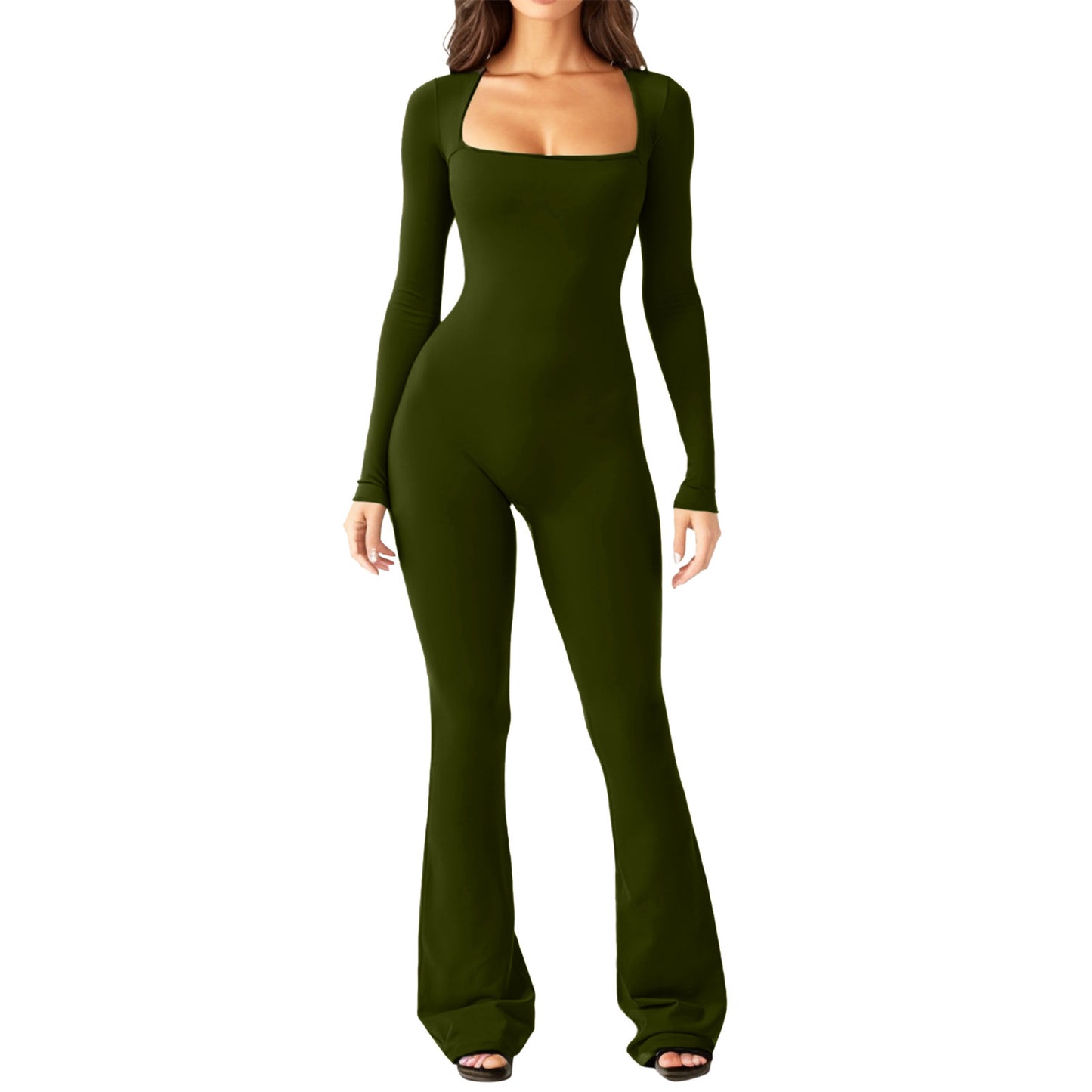 Women's Fashion Casual Long Sleeve Belly-contracting Jumpsuit