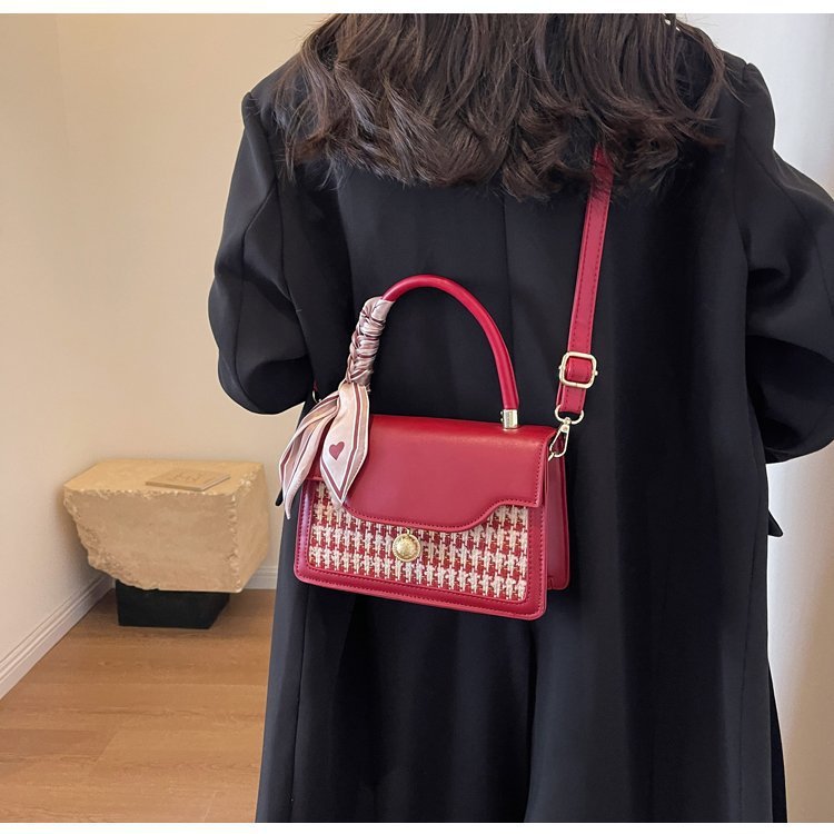 Woolen Texture Shoulder Small Square Bag