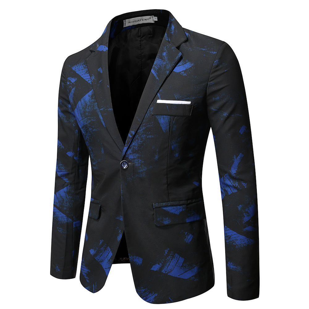 Korean-style Slim-fit Printed Suit Jacket Business Professional Formal Wear