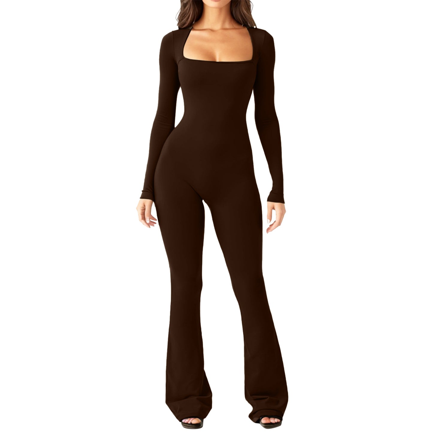 Women's Fashion Casual Long Sleeve Belly-contracting Jumpsuit