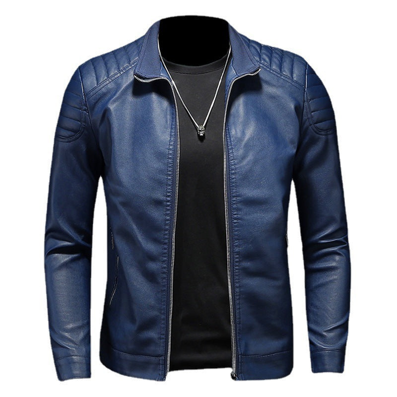 Men's Leather Motorcycle Jacket Thin Coat