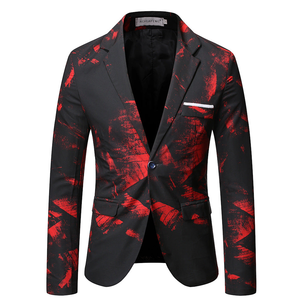 Korean-style Slim-fit Printed Suit Jacket Business Professional Formal Wear