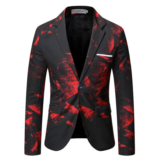 Korean-style Slim-fit Printed Suit Jacket Business Professional Formal Wear