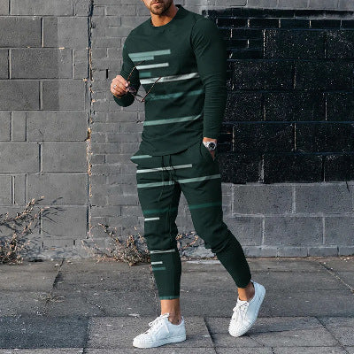 Round Neck Long Sleeve T-shirt Trousers Suit Men