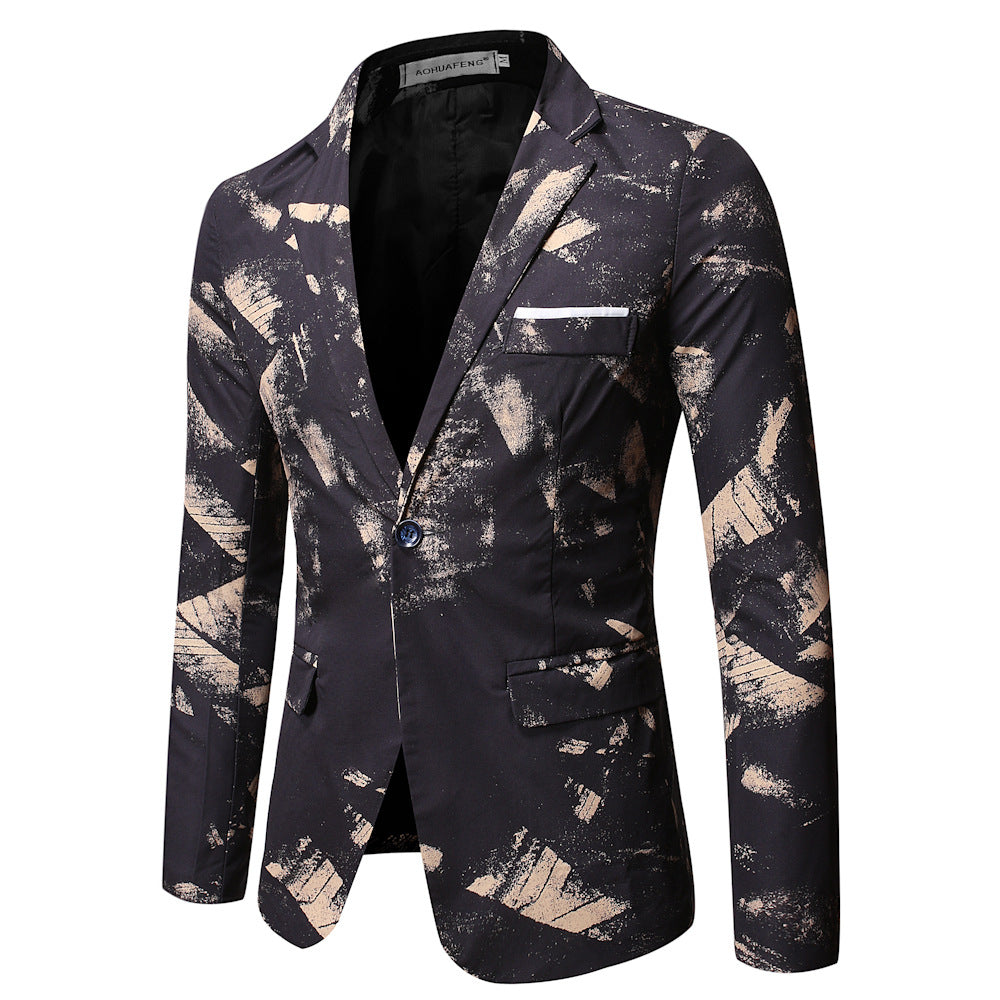 Korean-style Slim-fit Printed Suit Jacket Business Professional Formal Wear