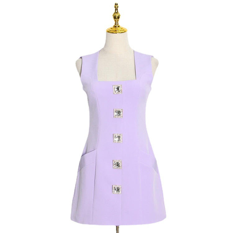 Elegant Light Purple Button Detachable Jacket