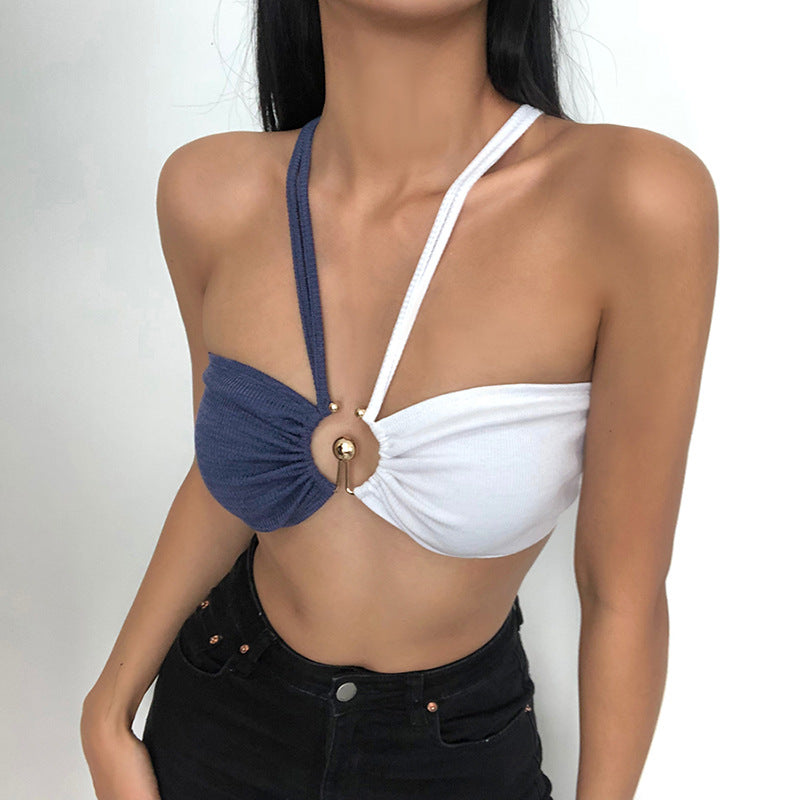 Women's Sexy Hit Color Sling Halter Wrap Chest