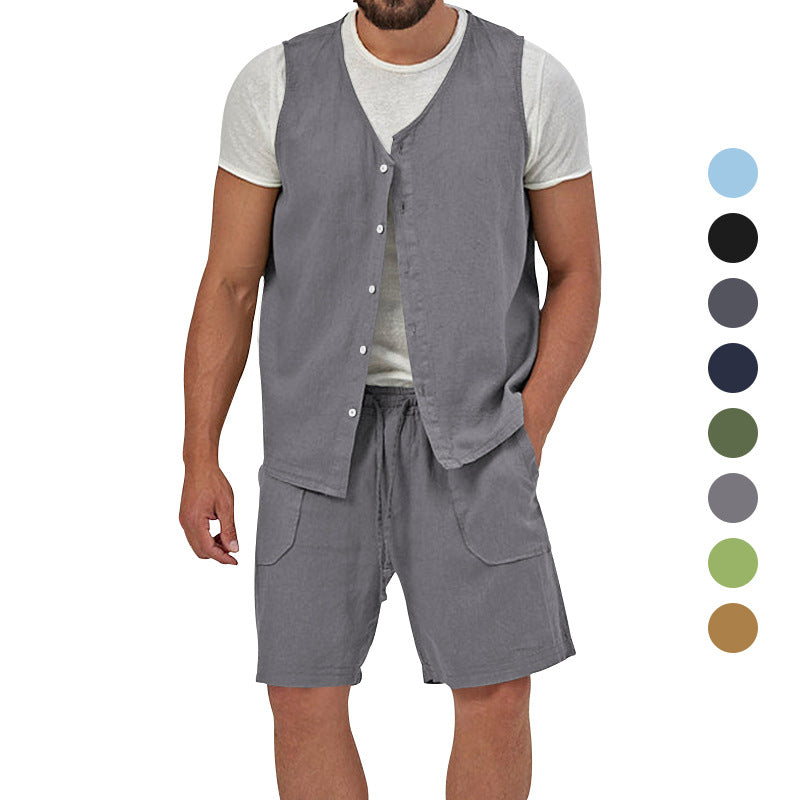 Men's Solid Color Fashion Vest Casual Suit